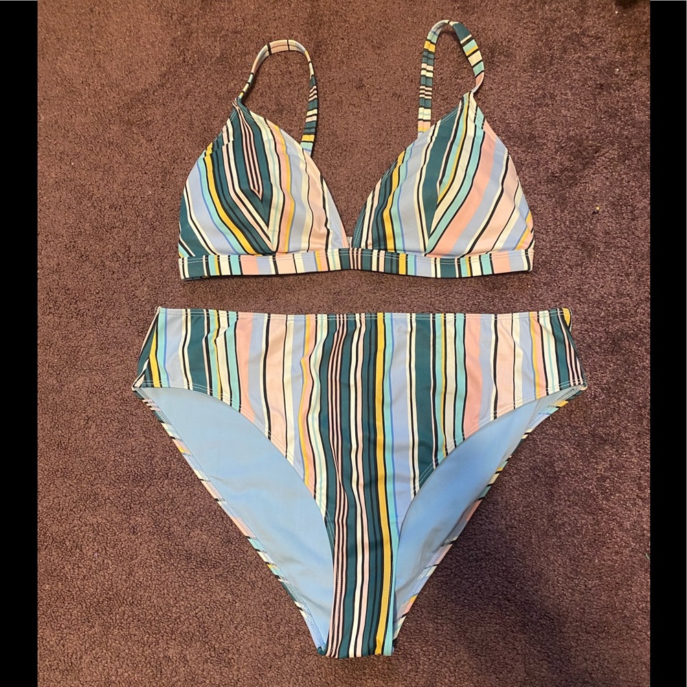 NWOT Forever21 striped high waisted bikini size 1x